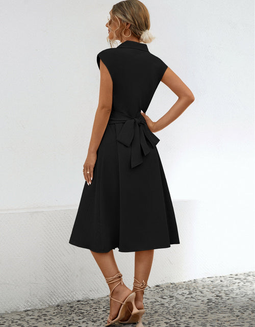 Load image into Gallery viewer, Button Up Cap Sleeve Midi Dress
