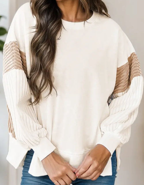 Load image into Gallery viewer, Slit Color Block Long Sleeve Sweatshirt

