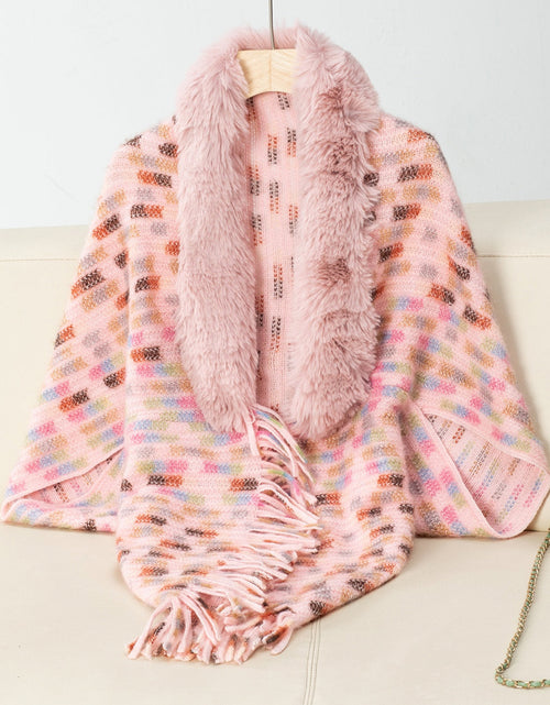 Load image into Gallery viewer, Fringe Fuzzy Open Front Poncho
