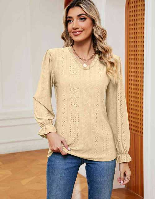 Load image into Gallery viewer, V-Neck Flounce Sleeve Blouse

