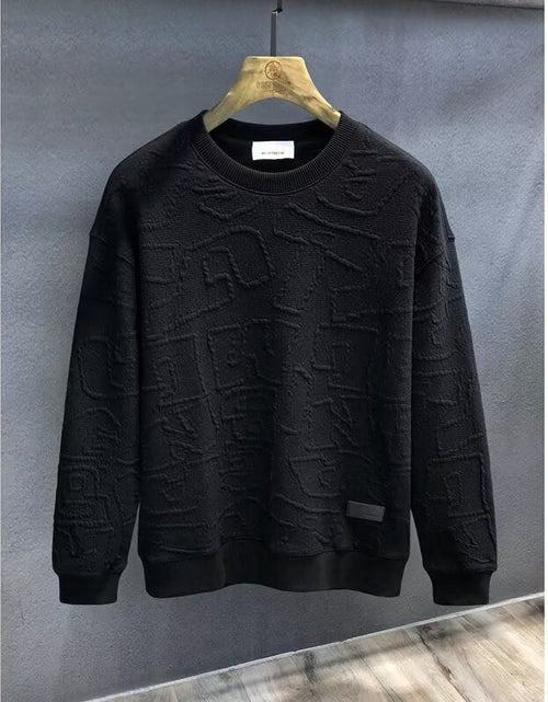 Load image into Gallery viewer, Men's  Plus Size Textured Round Neck Long Sleeve Sweatshirt
