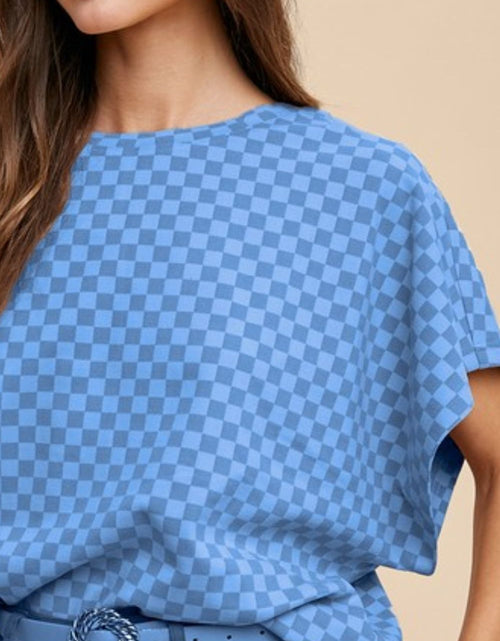 Load image into Gallery viewer, Annie Wear Checkered Round Neck Short Sleeve T-Shirt
