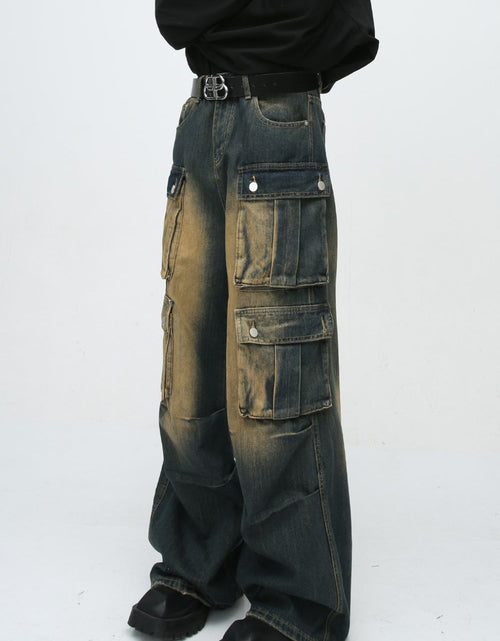 Load image into Gallery viewer, High Waist Jeans with Cargo Pockets
