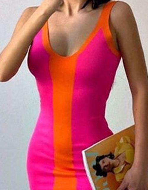 Load image into Gallery viewer, Contrast Wide Strap Slit Midi Dress
