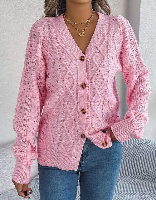 Load image into Gallery viewer, Cable-Knit Long Sleeve Cardigan
