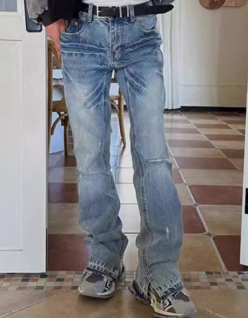 Load image into Gallery viewer, Men's Distressed Raw Hem Jeans
