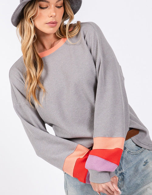 Load image into Gallery viewer, SAGE + FIG Color Block Waffle Knit T-Shirt
