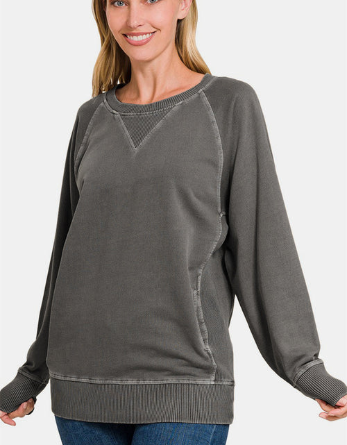 Load image into Gallery viewer, Zenana Round Neck Long Sleeve Sweatshirt
