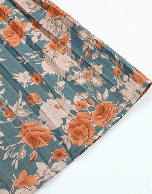 Load image into Gallery viewer, Perfee Tied Pleated Printed Mock Neck Long Sleeve Dress
