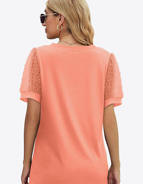 Load image into Gallery viewer, Swiss Dot Puff Sleeve V-Neck Tee
