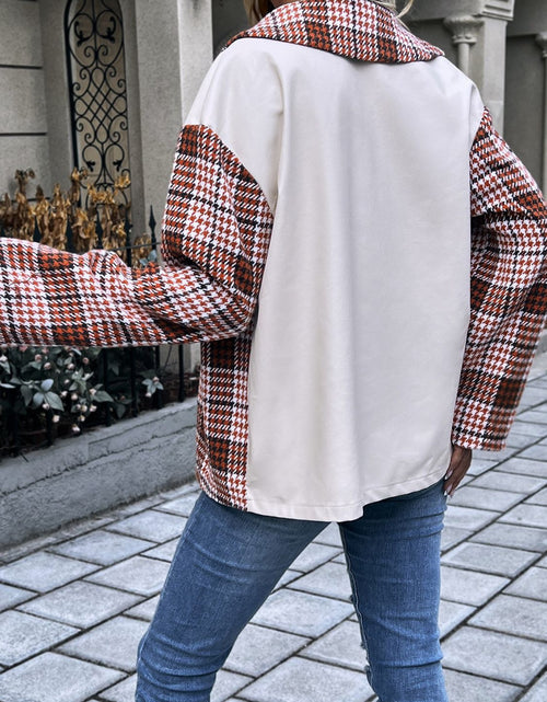 Load image into Gallery viewer, Ivy Lane Plaid Collared Neck Drop Shoulder Jacket

