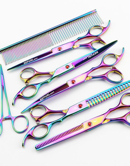 Load image into Gallery viewer, Electroplating Color 5 Pack Pet Grooming Scissors by Dog Hugs Cat
