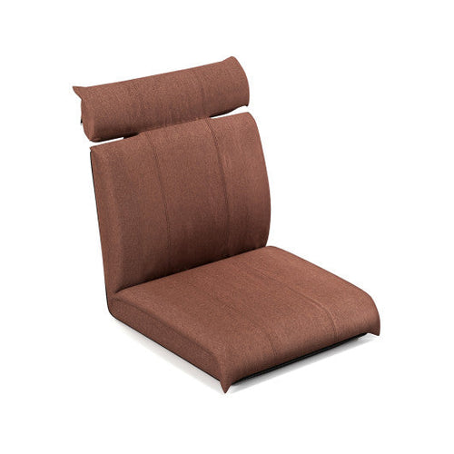 Load image into Gallery viewer, Folding Floor Chair with 14-Poistion Adjustable Backrest and 5-Position Adjustable Headrest-Brown

