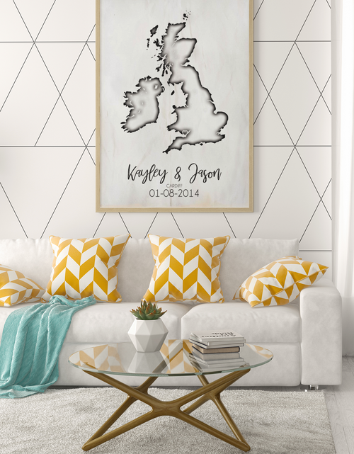 Load image into Gallery viewer, Couples United Kingdom Map with Special Dates &amp; Heart Personalised 2022 Wall Decor Print with 10 New Styles by WinsterCreations™ Official Store
