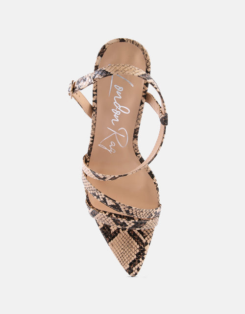 Load image into Gallery viewer, cherry tart snake print spool heel sandals by London Rag
