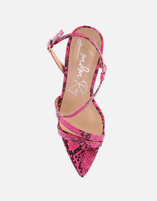 Load image into Gallery viewer, cherry tart snake print spool heel sandals by London Rag
