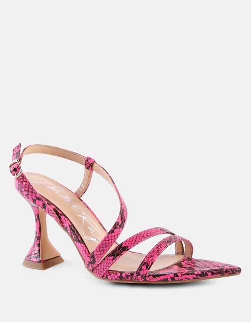 Load image into Gallery viewer, cherry tart snake print spool heel sandals by London Rag
