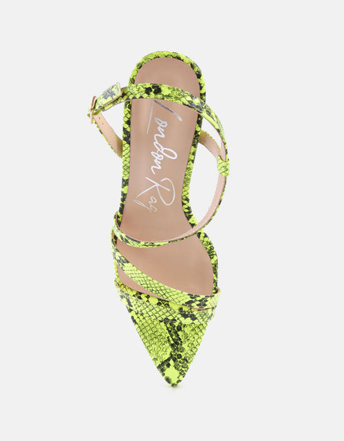 Load image into Gallery viewer, cherry tart snake print spool heel sandals by London Rag
