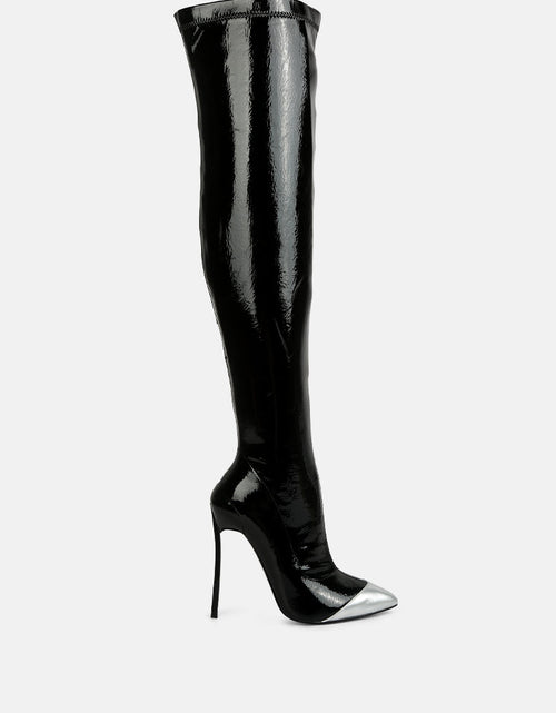 Load image into Gallery viewer, chimes high heel patent long boots by London Rag
