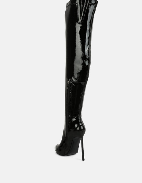 Load image into Gallery viewer, chimes high heel patent long boots by London Rag

