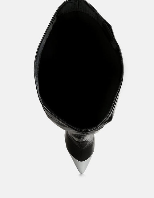 Load image into Gallery viewer, chimes high heel patent long boots by London Rag
