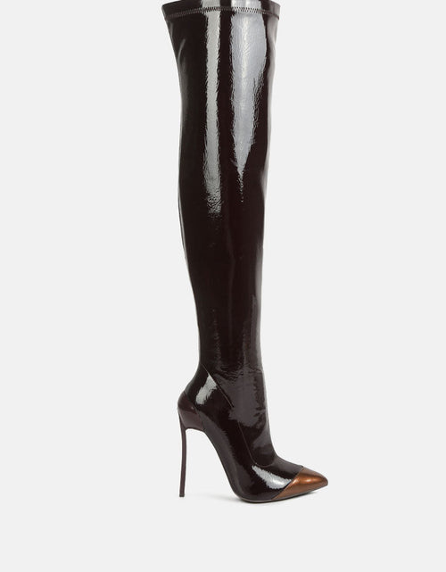Load image into Gallery viewer, chimes high heel patent long boots by London Rag
