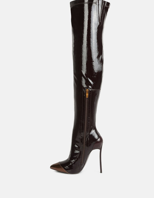 Load image into Gallery viewer, chimes high heel patent long boots by London Rag
