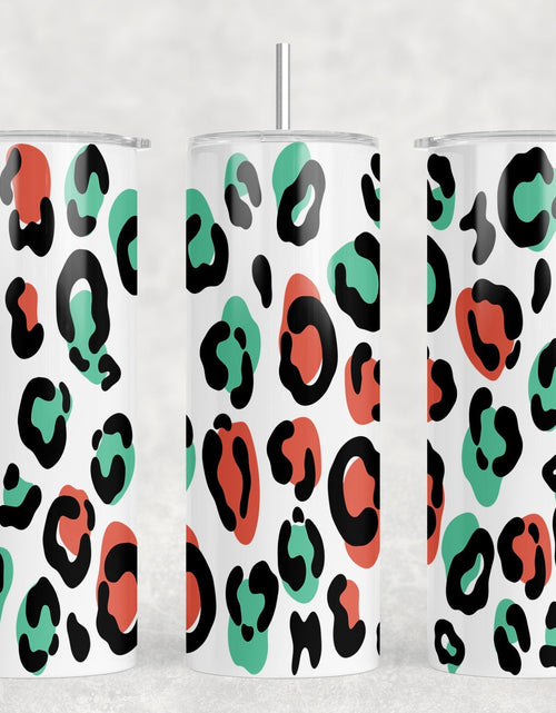 Load image into Gallery viewer, Christmas Leopard Print|Skinny Tumbler|Optional Bluetooth Speaker| Speaker Color Varies by Rowdy Ridge Co
