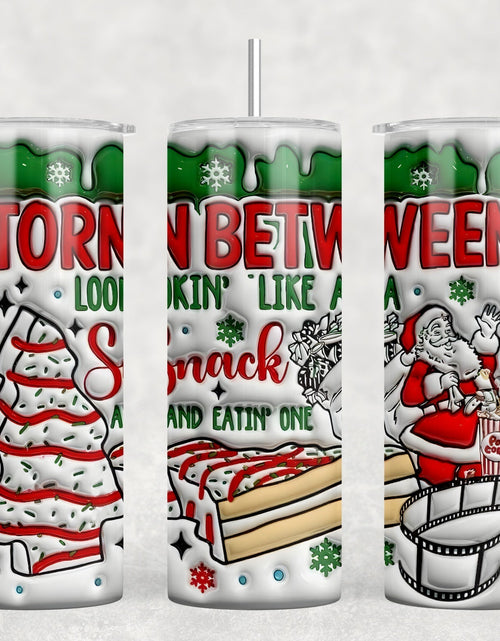 Load image into Gallery viewer, Christmas Lookin Like A Snack - 20 oz Steel Skinny Tumbler - Optional Blue Tooth Speaker - Speaker Color will Vary by Rowdy Ridge Co
