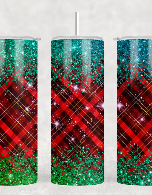 Load image into Gallery viewer, Christmas Plaid|Skinny Tumbler|Optional Bluetooth Speaker| Speaker Color Varies by Rowdy Ridge Co
