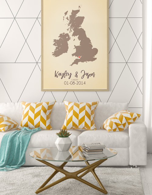 Load image into Gallery viewer, Couples United Kingdom Map with Special Dates &amp; Heart Personalised 2022 Wall Decor Print with 10 New Styles by WinsterCreations™ Official Store
