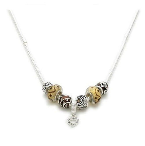 Load image into Gallery viewer, Silver Plated 'Cinnamon Swirl' Charm Bead Necklace by Liberty Charms USA
