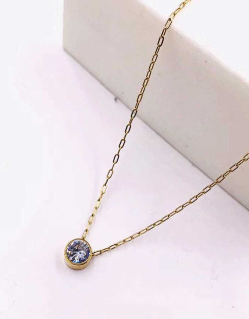 Load image into Gallery viewer, Stainless Steel Gold Solitaire Necklace by ClaudiaG Collection
