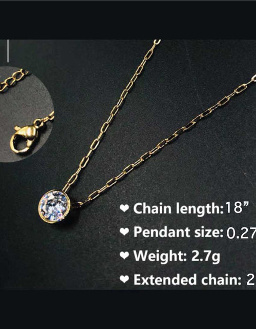 Load image into Gallery viewer, Stainless Steel Gold Solitaire Necklace by ClaudiaG Collection
