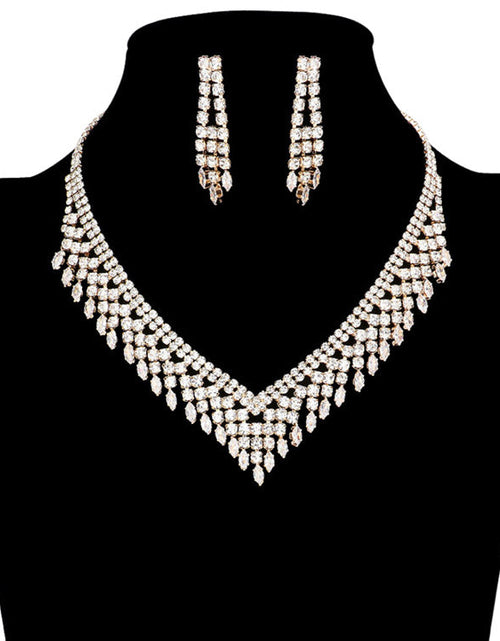 Load image into Gallery viewer, Cubic Zirconia CZ Marquise Accented Necklace Earring Set by Madeline Love
