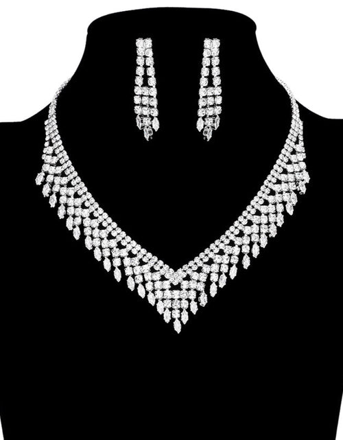Load image into Gallery viewer, Cubic Zirconia CZ Marquise Accented Necklace Earring Set by Madeline Love
