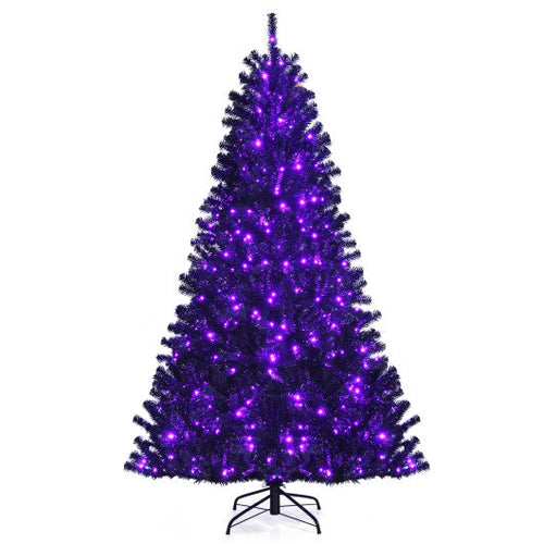 Load image into Gallery viewer, Black Artificial Christmas Halloween Tree with Purple LED Lights-7 ft
