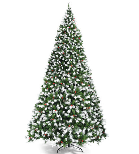 Pre-Lit Hinged Lifelike Lush Artificial Christmas Tree with PVC Tips-9 Feet