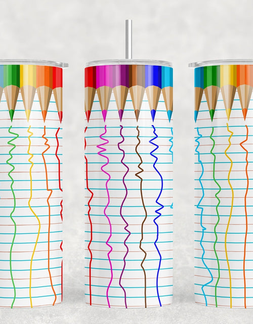 Load image into Gallery viewer, Colored Pencils - 20 oz Steel Skinny Tumbler - Optional Blue Tooth Speaker - Speaker Color will Vary by Rowdy Ridge Co
