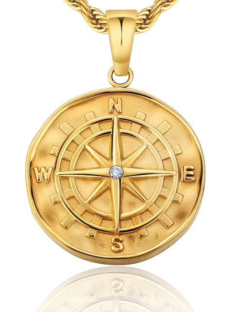 Load image into Gallery viewer, Compass Coin Pendant Necklace by Bling Proud | Urban Jewelry Online Store
