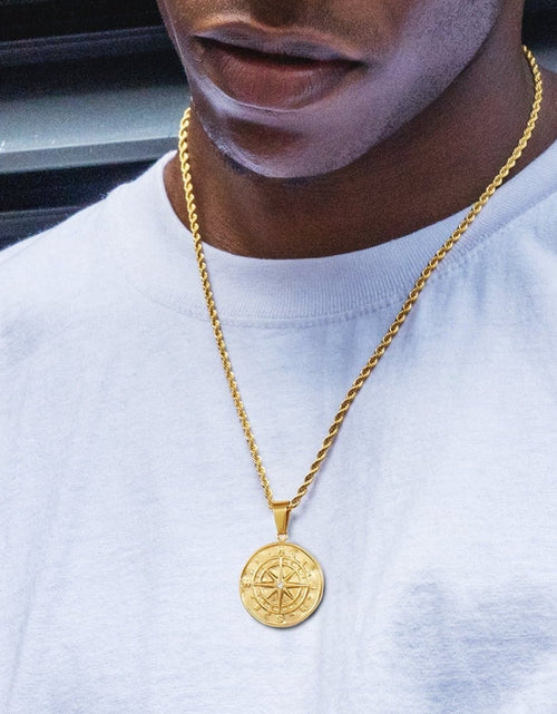 Load image into Gallery viewer, Compass Coin Pendant Necklace by Bling Proud | Urban Jewelry Online Store
