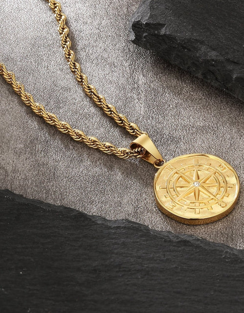 Load image into Gallery viewer, Compass Coin Pendant Necklace by Bling Proud | Urban Jewelry Online Store
