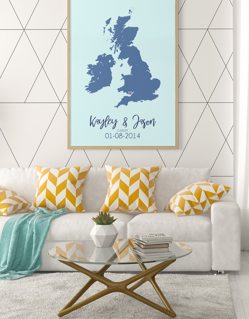 Load image into Gallery viewer, Couples United Kingdom Map with Special Dates &amp; Heart Personalised 2022 Wall Decor Print with 10 New Styles by WinsterCreations™ Official Store

