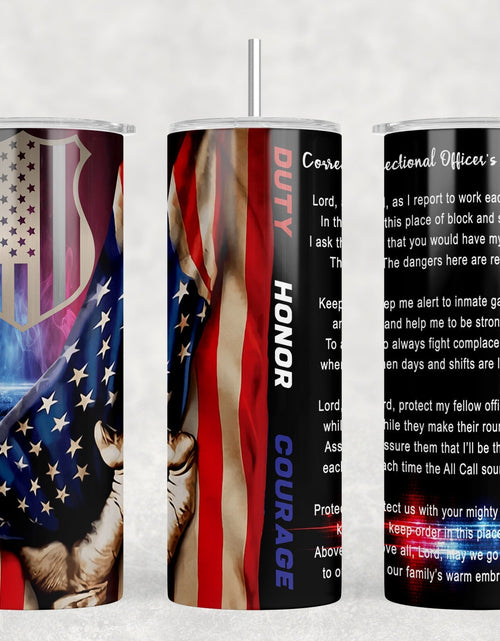 Load image into Gallery viewer, Correctional Officers Prayer|Skinny Tumbler|Optional Bluetooth Speaker| Speaker Color Varies by Rowdy Ridge Co
