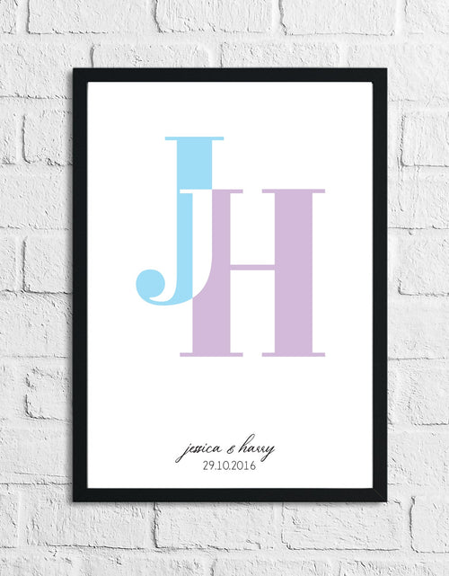 Load image into Gallery viewer, Personalised Colour Couple Initials New Home Wall Decor Print by WinsterCreations™ Official Store
