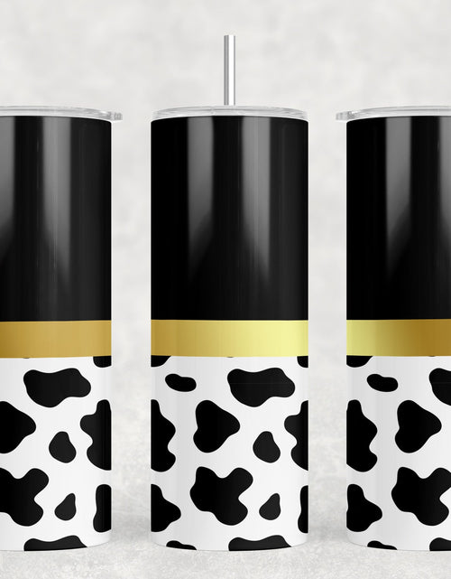 Load image into Gallery viewer, Cow Print|Skinny Tumbler|Optional Bluetooth Speaker| Speaker Color Varies by Rowdy Ridge Co
