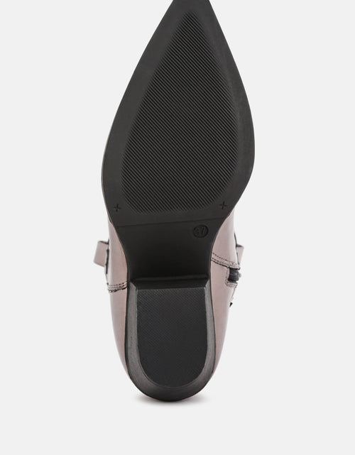 Load image into Gallery viewer, cowby metallic faux leather cowboy boots by London Rag
