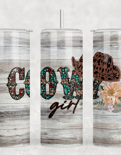 Load image into Gallery viewer, Cowgirl|Skinny Tumbler|Optional Bluetooth Speaker| Speaker Color Varies by Rowdy Ridge Co
