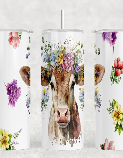 Load image into Gallery viewer, Cow|Skinny Tumbler|Optional Bluetooth Speaker| Speaker Color Varies by Rowdy Ridge Co
