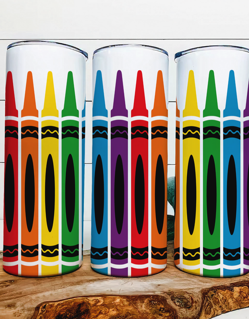 Load image into Gallery viewer, Crayons|Skinny Tumbler|Optional Bluetooth Speaker| Speaker Color Varies by Rowdy Ridge Co
